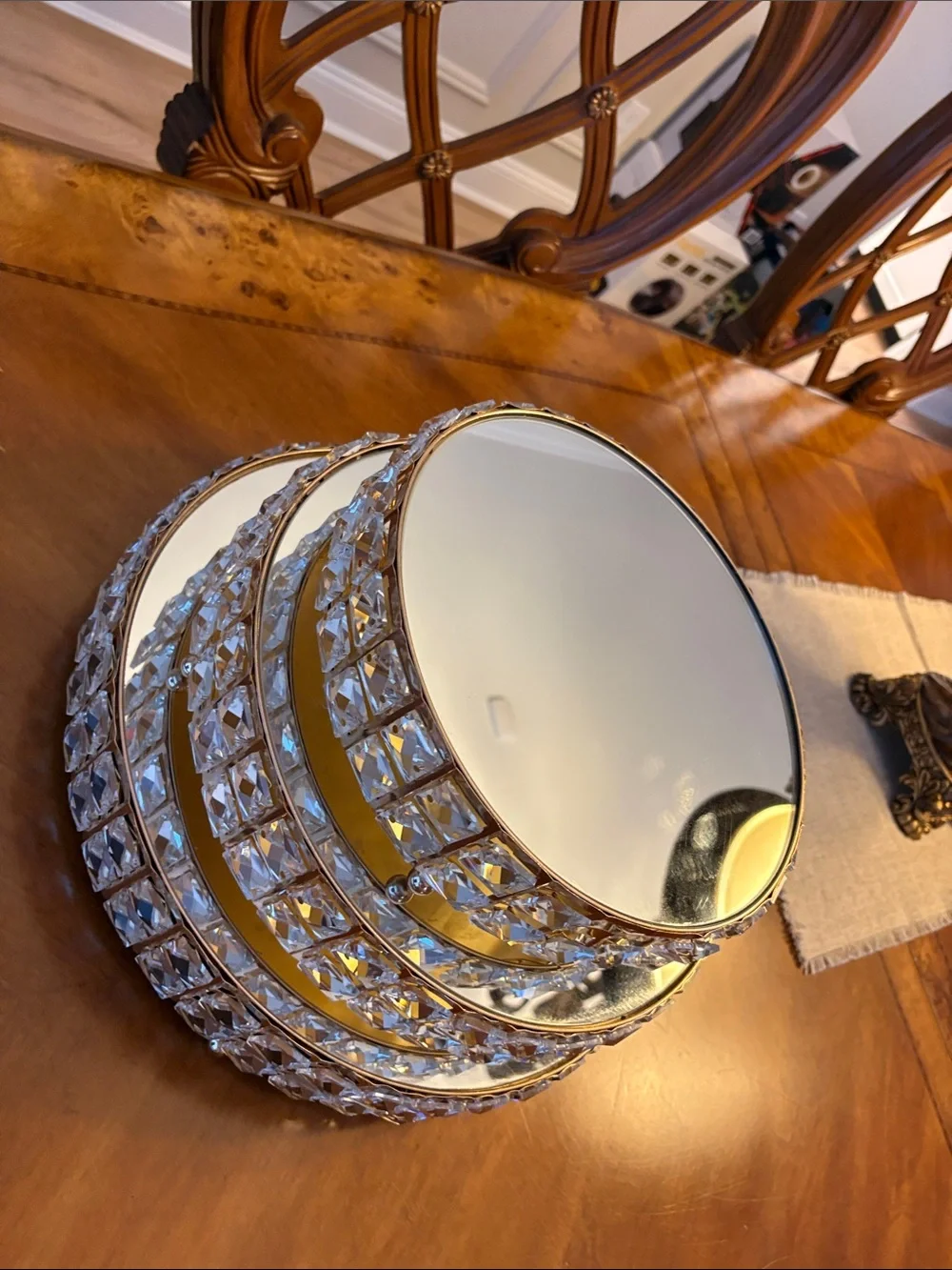 Gorgeous 3-Tier Crystal Mirrored Cake Stand